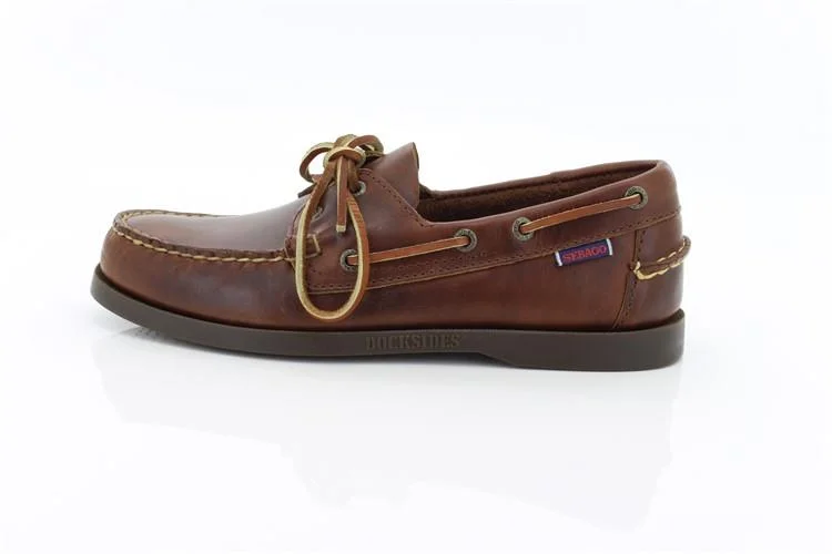 Sebago docksides, allacciata marroncino, suola scura - immagine 3
