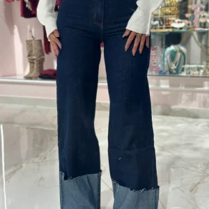 Jeans Blu Risvolto Ampio