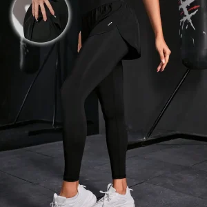 Leggings sportivi monocolore 2 in 1