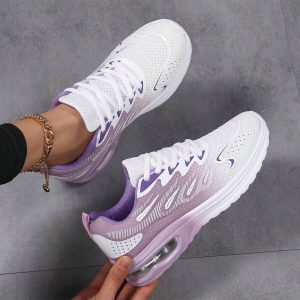 Scarpe sportive casual, comode, leggere, infilabili con lacci, versatili, colore sfumato in tessuto lavorato