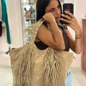 Borsa Frange e Borchie oro
