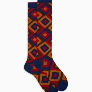 GALLO 
CALZE LUNGHE UOMO IN COTONE FANTASIA ROMBI CONCENTRICI AP516308