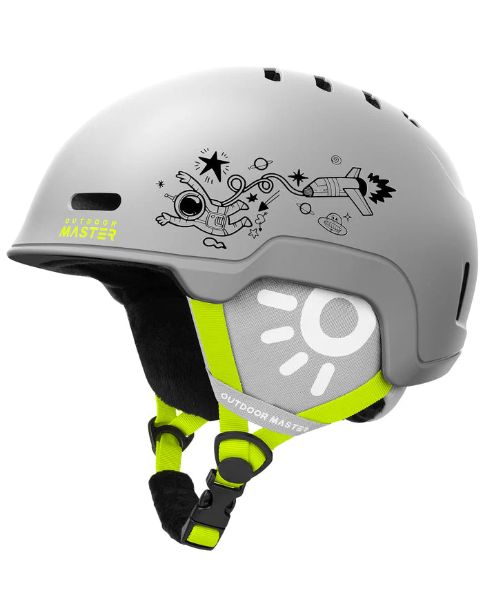 Casco da sci Outdoor Master REINDEER KIDS color grigio verde da bimbo