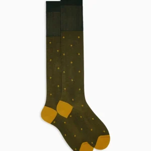 GALLO 
CALZE LUNGHE UOMO IN COTONE FANTASIA POIS SU CANGIANTE AP106187