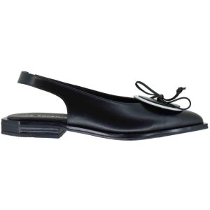 Slingback donna in pelle nera con tacco basso Donna P14 1