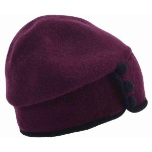Cappelli in lana bordeaux con bottoni Donna 019838-00000 24