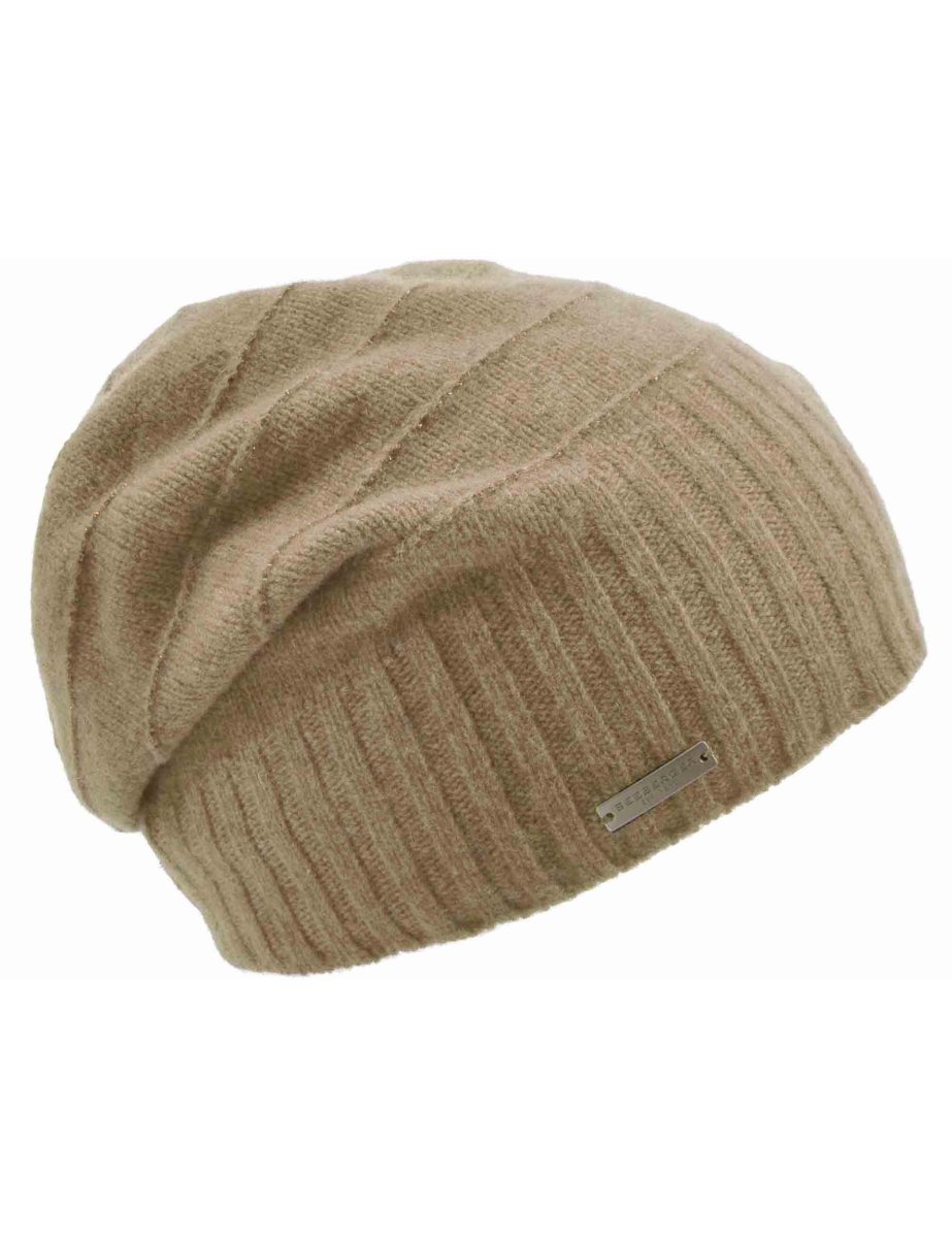 Cappelli in lana beige con bordo a coste Donna 019855-00000 94