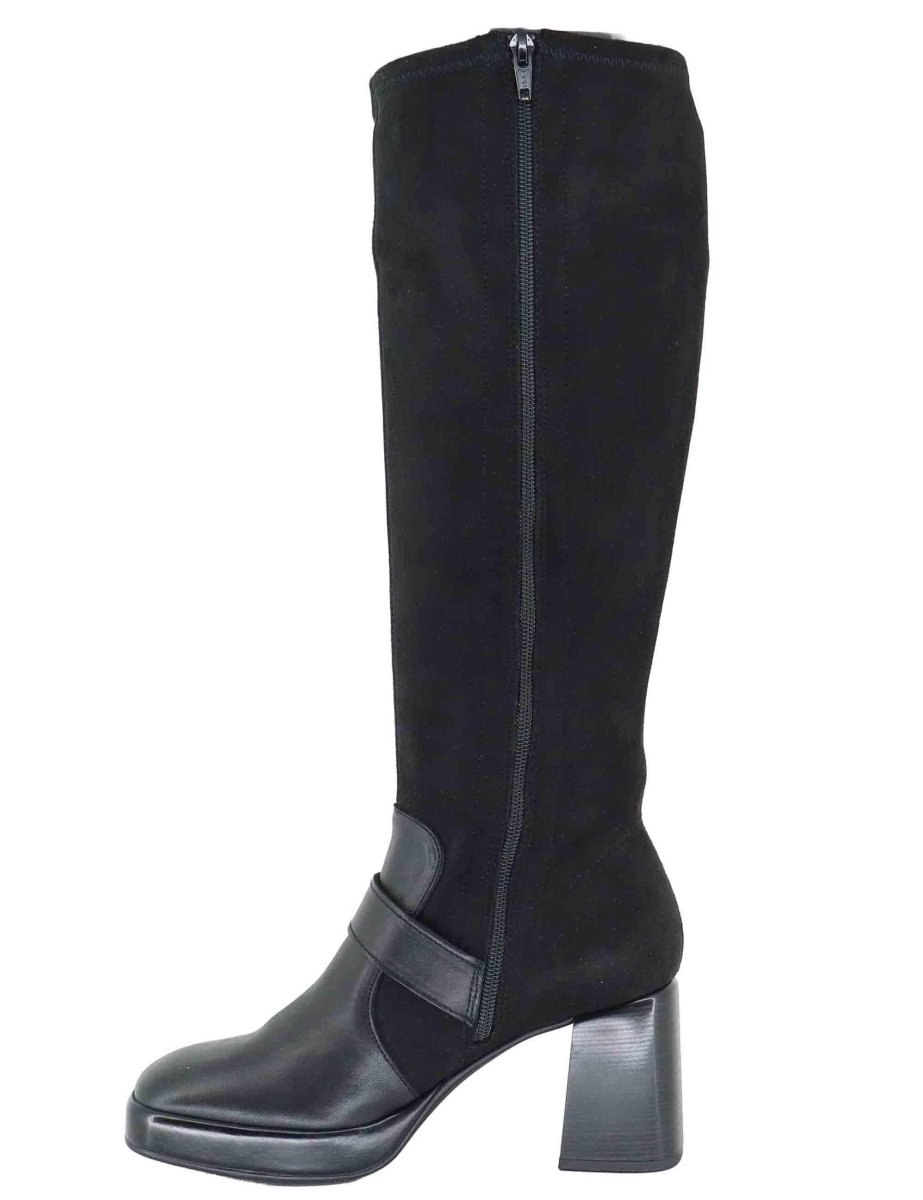 Stivali in pelle e tessuto nero Donna HI254374 C004 - immagine 3