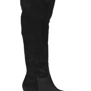 Stivali donna in camoscio nero tacco basso Donna 558B30AA 03
