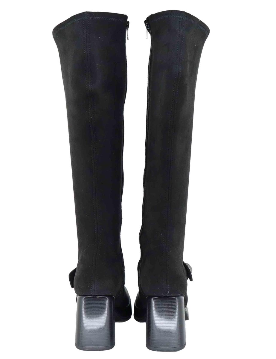 Stivali in pelle e tessuto nero Donna HI254374 C004 - immagine 7