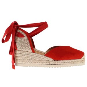 Sandali espadrillas donna in camoscio rosso con zeppa bassa Donna CARLYS KS_CLAVEL