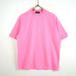 T-shirt fucsia fluo in tinta unita con mezzo collo alto - OVERSIZE